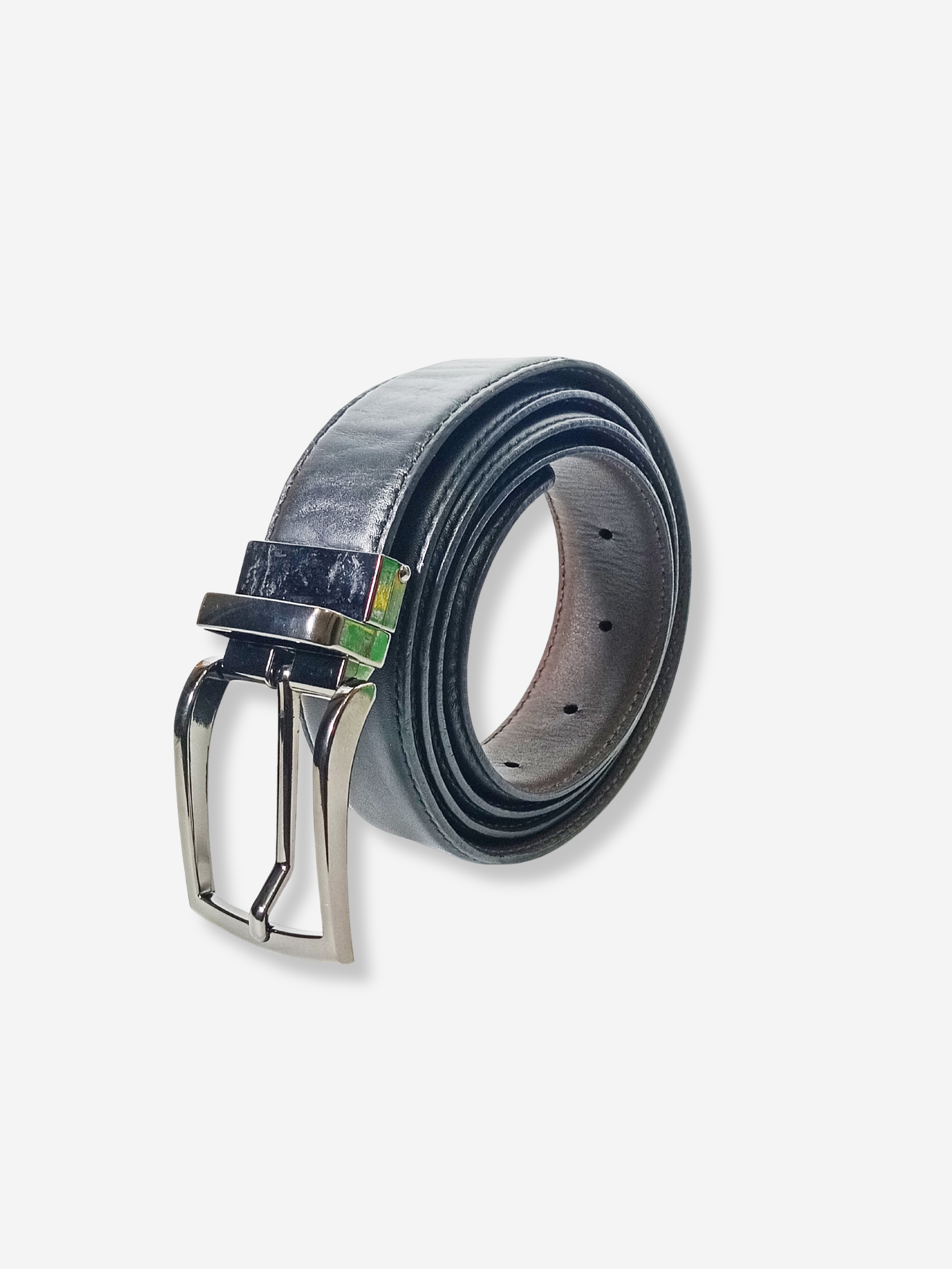 Premium Black Leather Belt with Sleek Metal Buckle