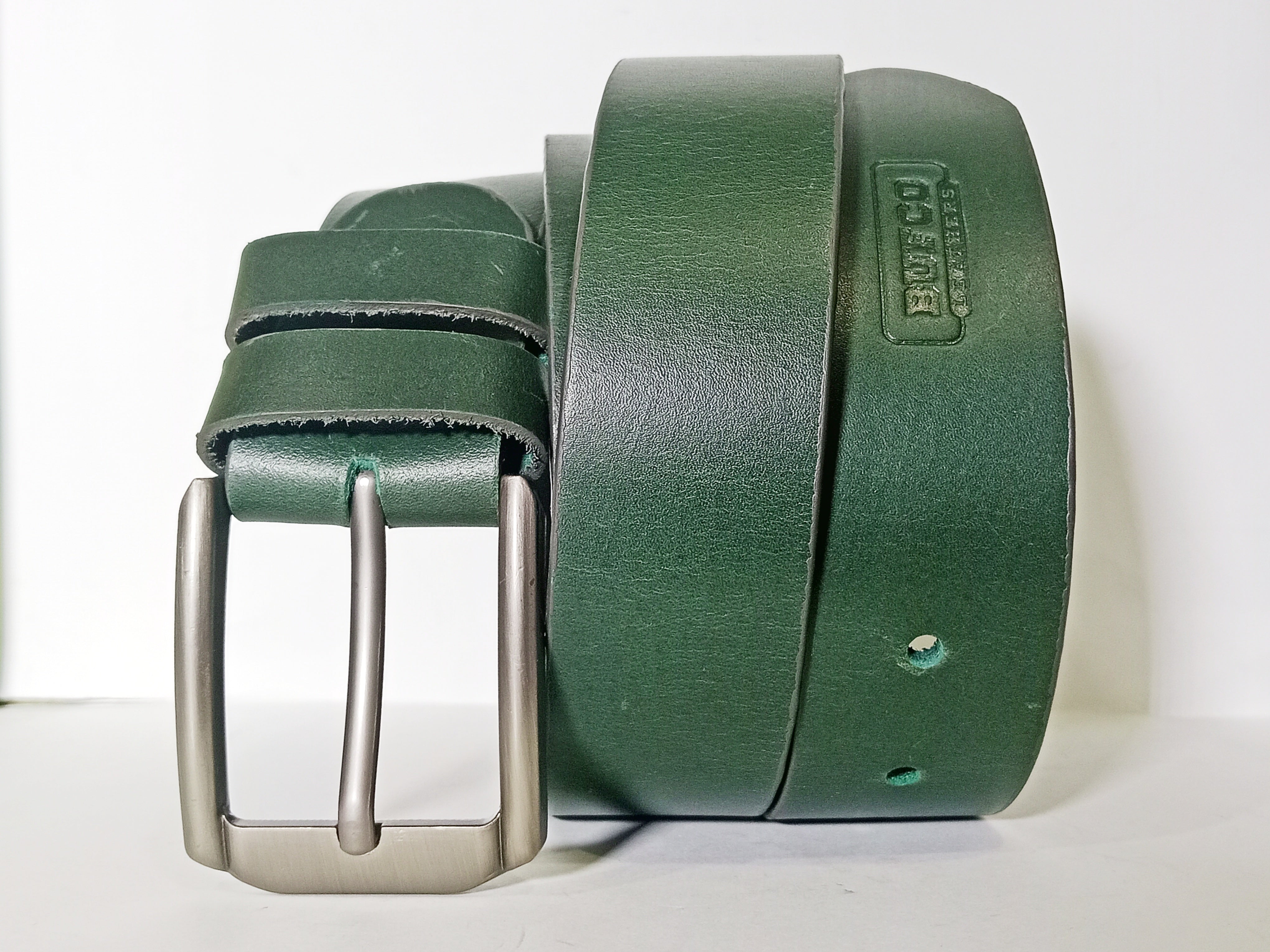 Cedar Ember - Premium Green Leather Belt