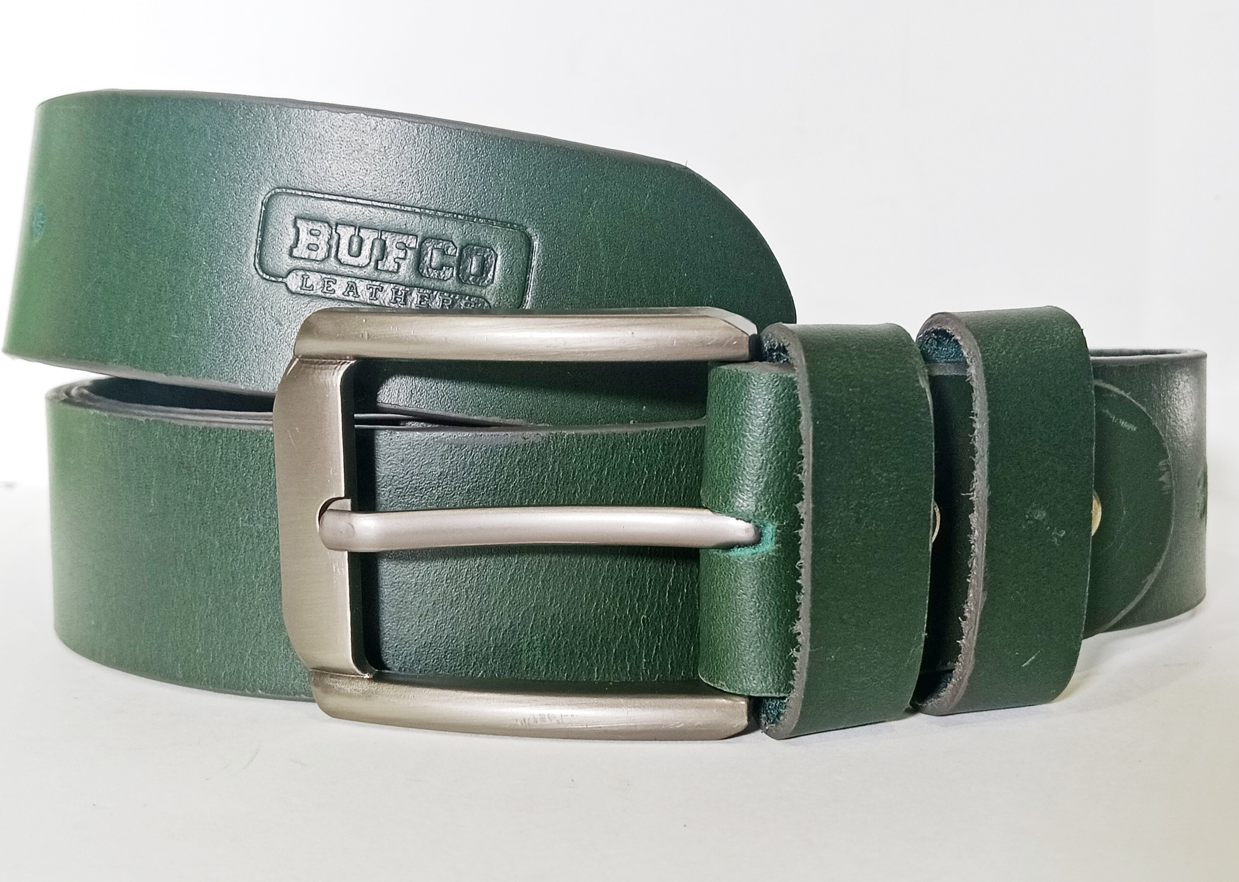 Cedar Ember - Premium Green Leather Belt