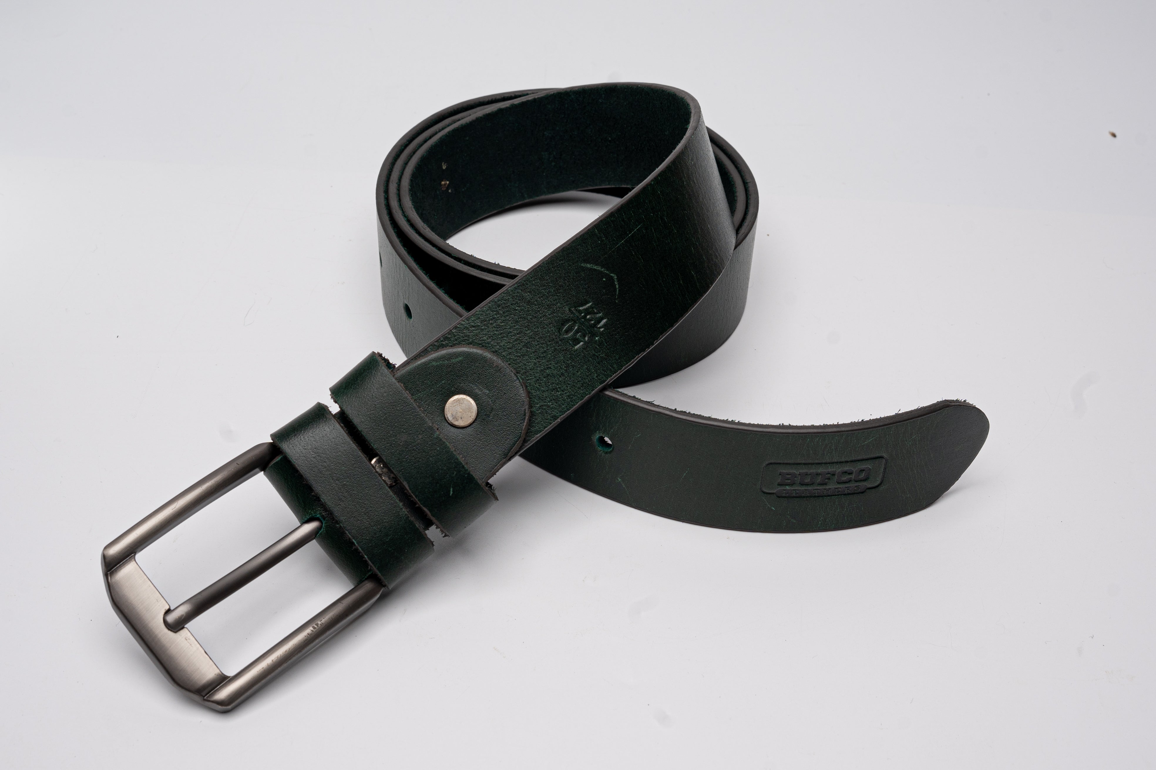 Cedar Ember - Premium Green Leather Belt